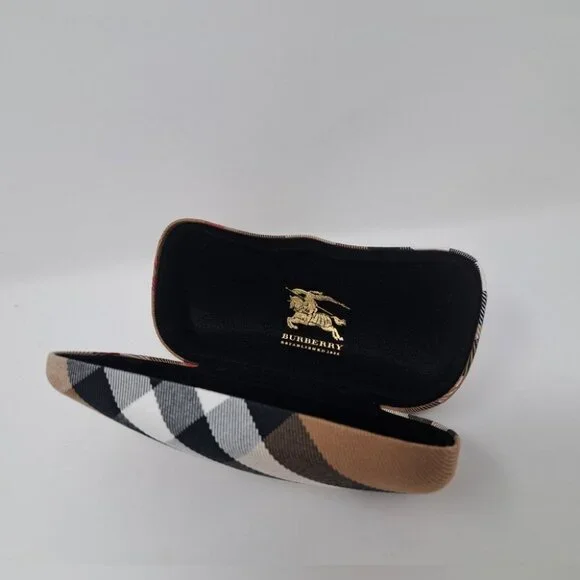 NEW Burberry Sunglasses Case 2 PACK SET OF 2 Glasses Beige Nova Check 6" x 2.5" - Picture 6 of 8